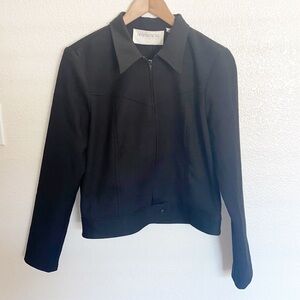 Hugo Buscati Collection Polyester Zip With Snap Bottom Black Light Weight Jacket